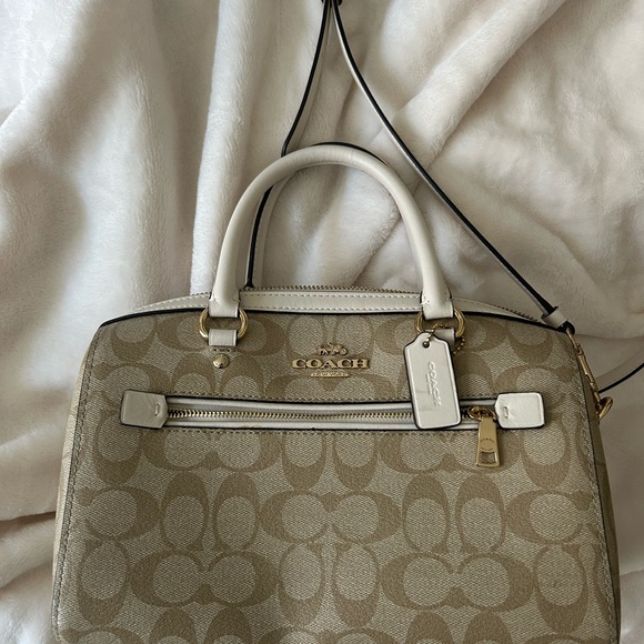 Coach Cream Satchel with Gold Accents